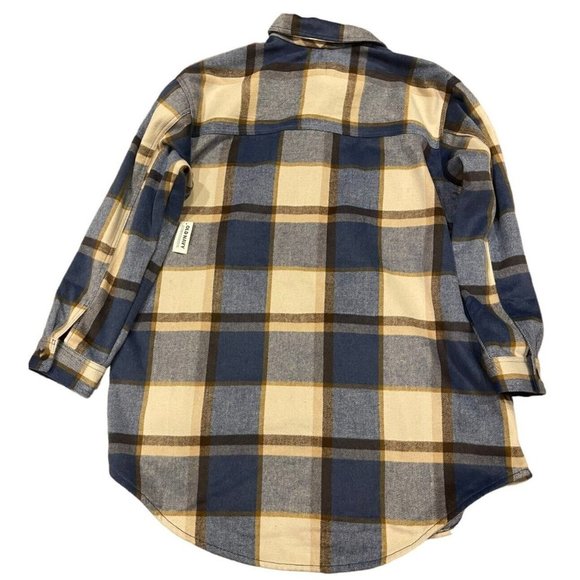 OLD Navy Beige Blue Plaid Soft Brushed Utility Shacket Jacket Women XXL Tall NEW - Picture 2 of 5
